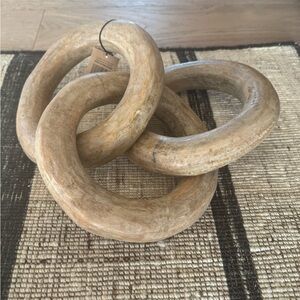 Creative Co-Op Wooden Interlocking Rings Decor - Natural Brown